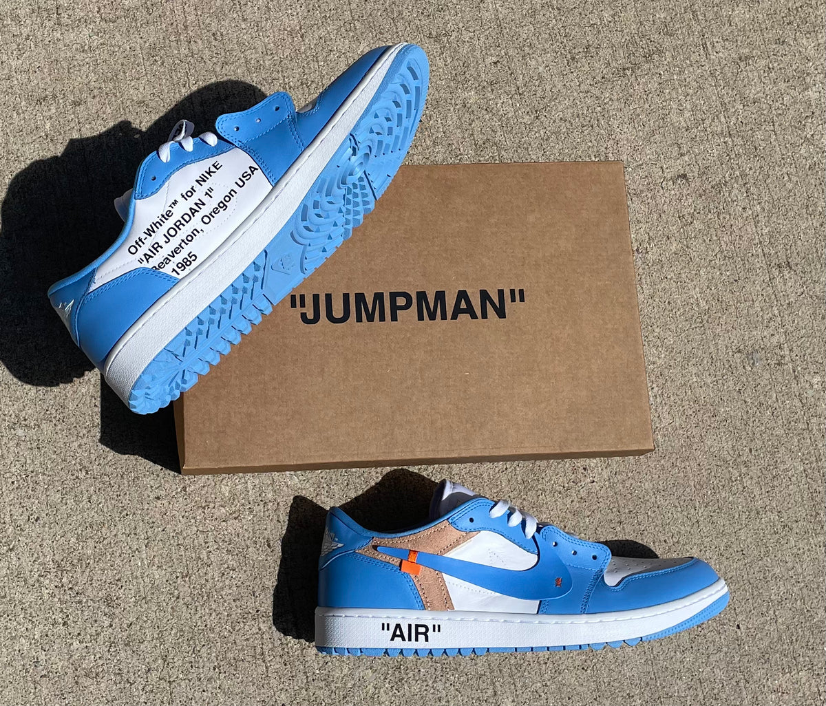 Off White Jordan 1 Low UNC Custom KICKSBYN8