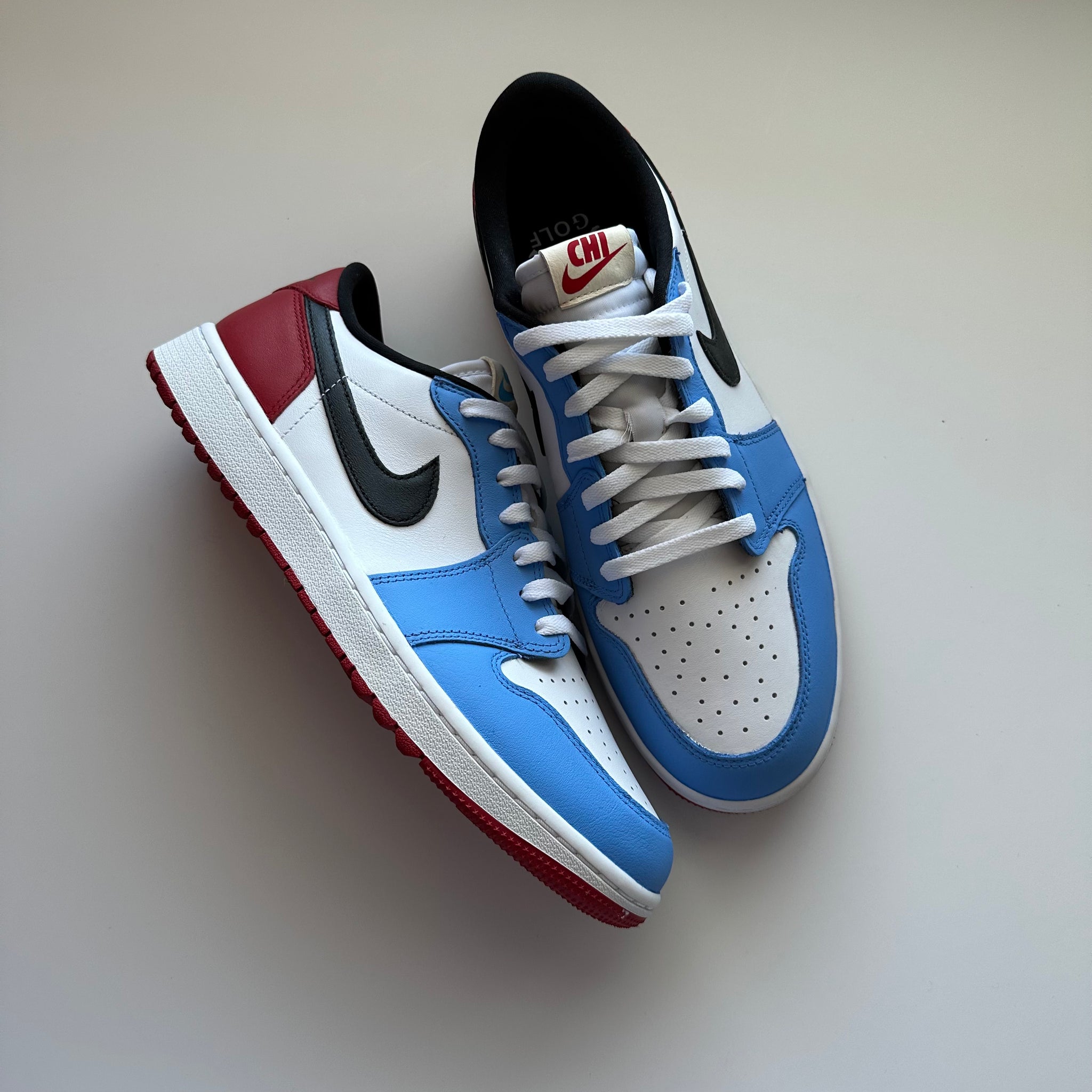 Jordan 1 Low 'UNC to Chicago' Custom – KICKSBYN8 Jordan 1 Low 'UNC to Chicago' Custom – KICKSBYN8