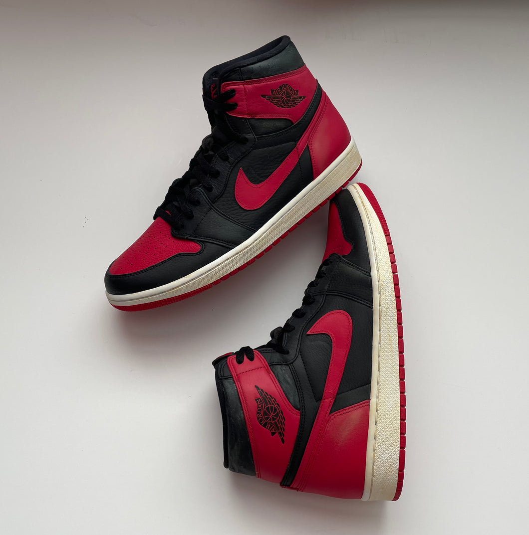 1985 Jordan 1 Black Red Custom KICKSBYN8