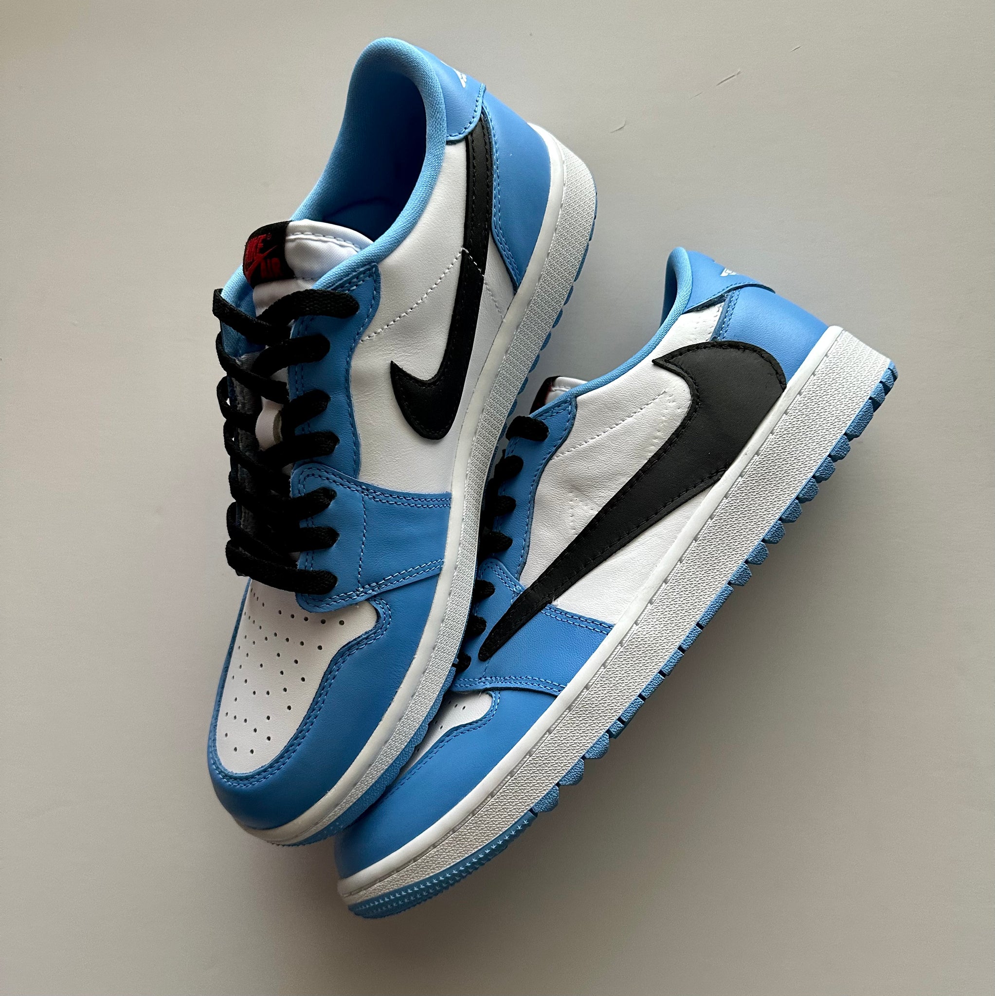 Travis Scott Jordan 1 Low UNC Black Swoosh Custom KICKSBYN8