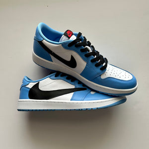 Travis Scott Jordan 1 Low UNC Black Swoosh Custom KICKSBYN8