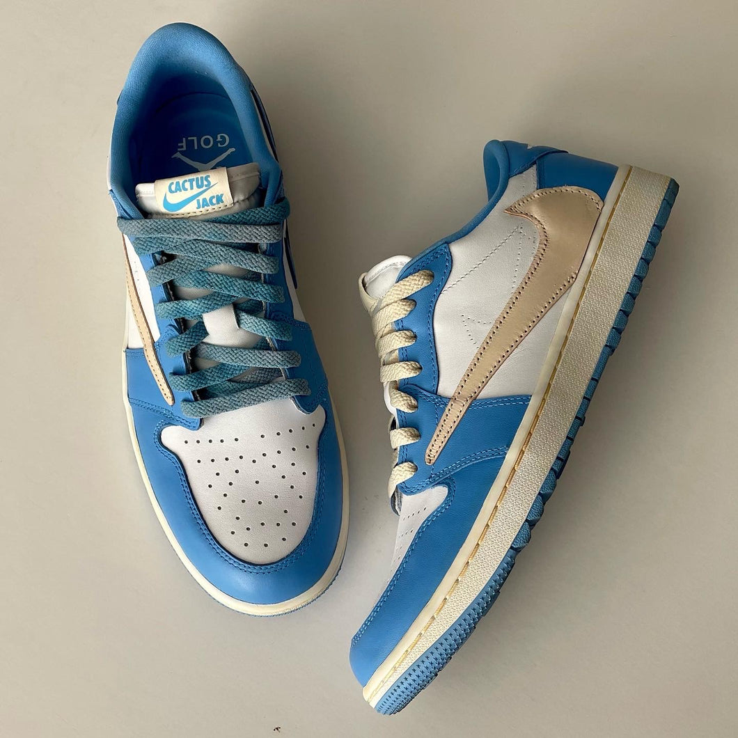 Travis Scott Jordan 1 Low 'UNC' Custom â KICKSBYN8