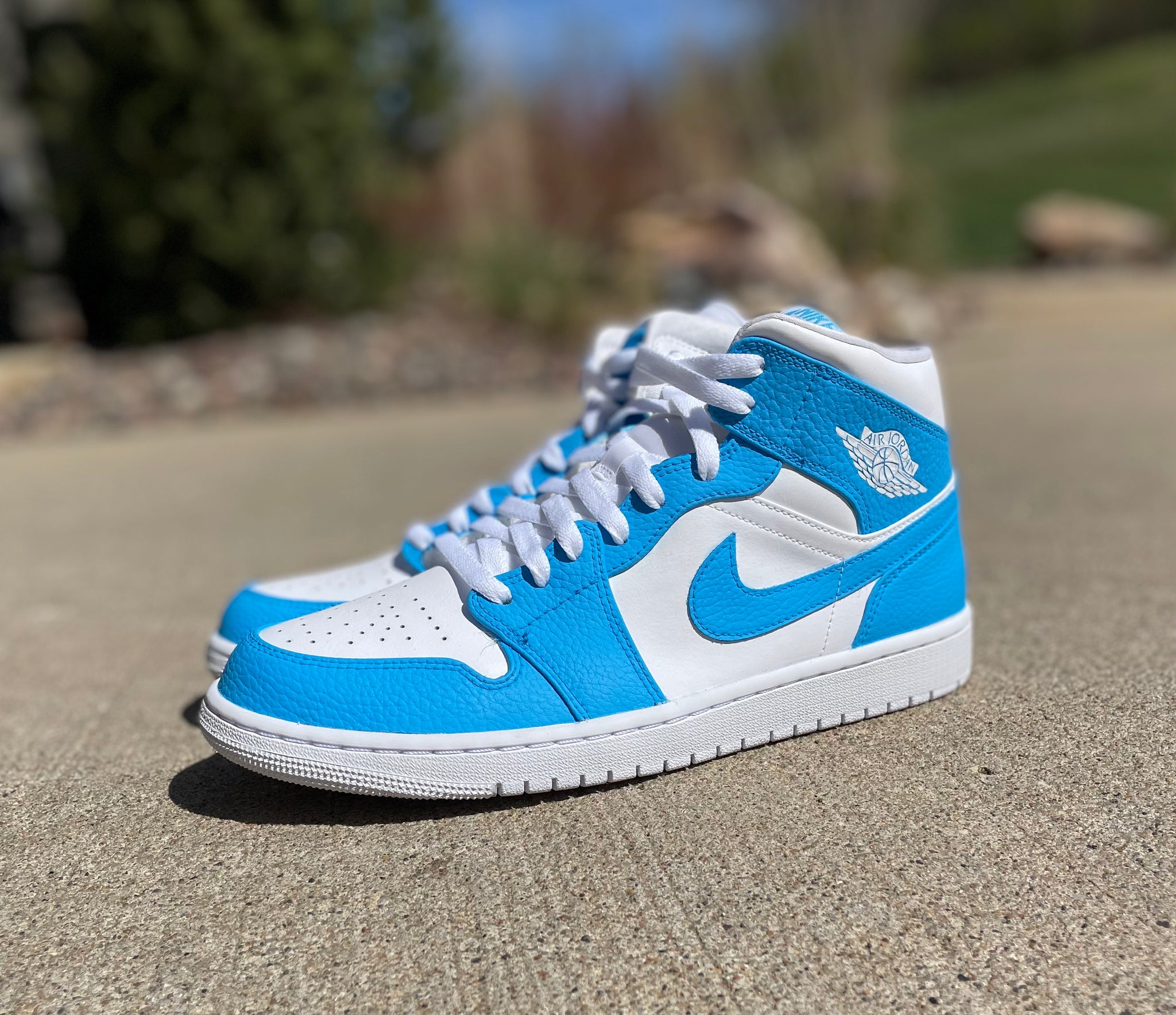 Jordan 1 Mid 'UNC' Custom – KICKSBYN8 Jordan 1 Mid 'UNC' Custom – KICKSBYN8